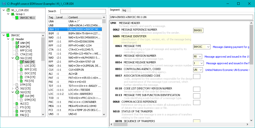 Bildschirmausschnitt EDI Viewer